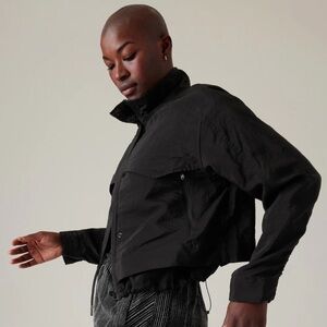 NWOT Athleta Arrival Windbreaker Rain Athletic Full Zip Black Jacket Size XS